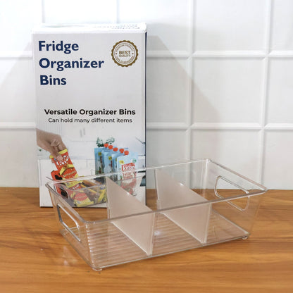Plastic Refrigerator Organizer Bins, 1 Stackable Fridge Organizers with Handle, Clear Organizing Food Fruit Vegetables Pantry Storage Bins for Freezer kitchen Cabinet Organization and Storage (1 Pc Mix Color) signaturekarts