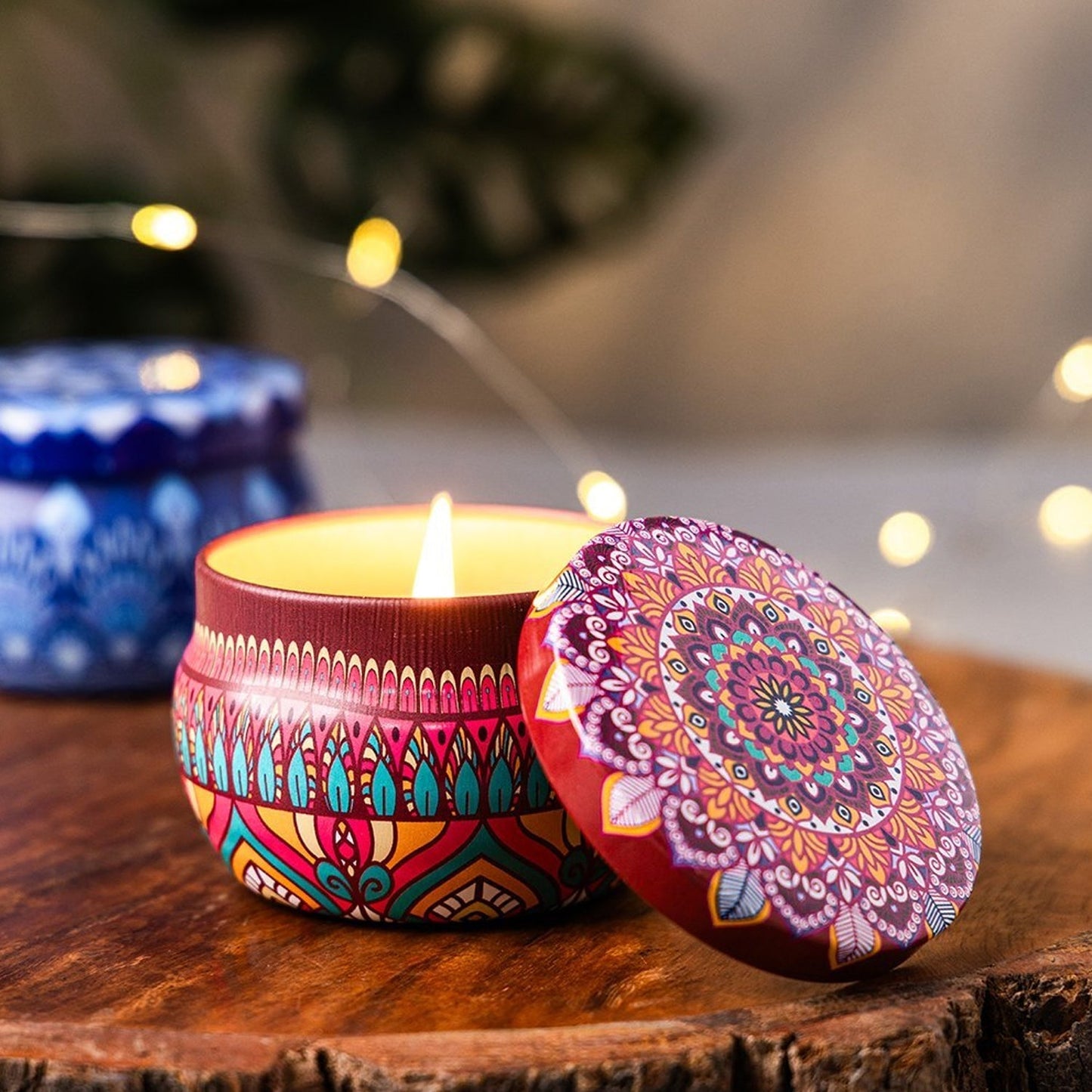 Premium Decorative Mandala Printed Metal Candle Container (4 Pc) The Morsignaturekarts