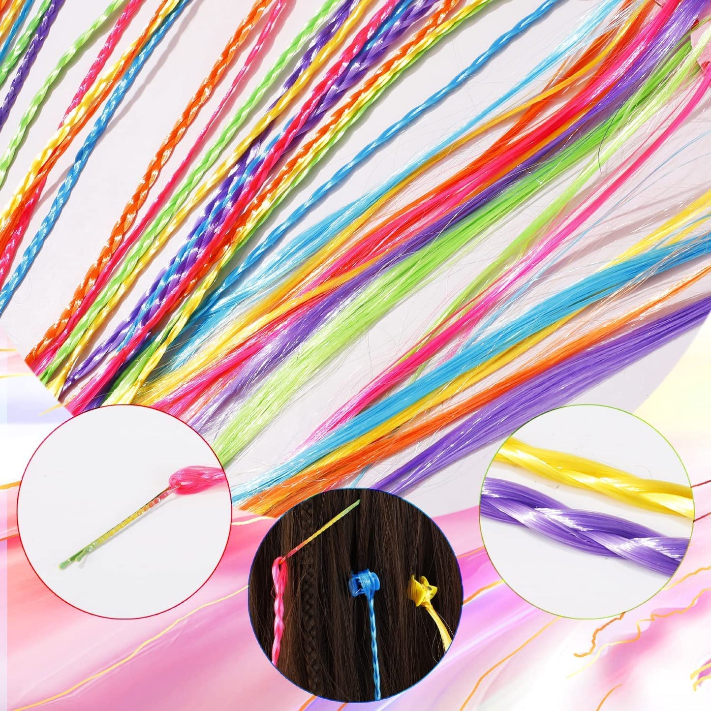 Kids Hair Extensions with Hair Clips (6 Pc Mix Color) signaturekarts