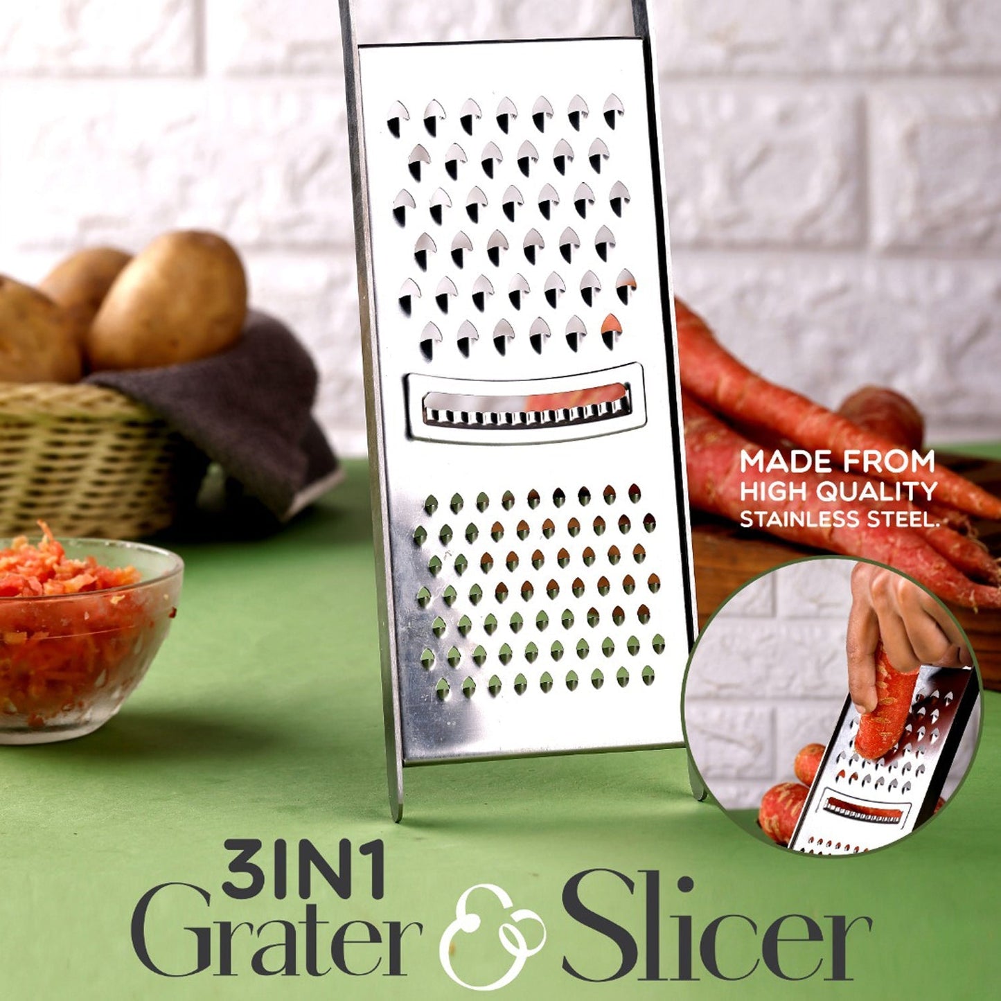 Apex Stainless Steel Grater & Slicer (3 in 1) Signature kart
