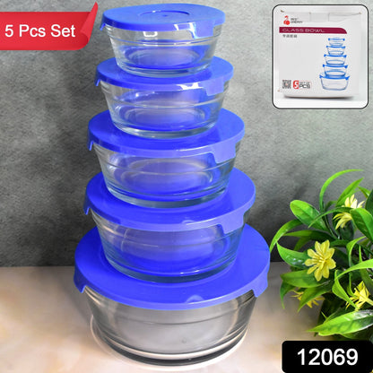 Modern Glass Bowl Set Mixing / Storage Bowls with Lids (5 Pcs Set) Signaturekarts