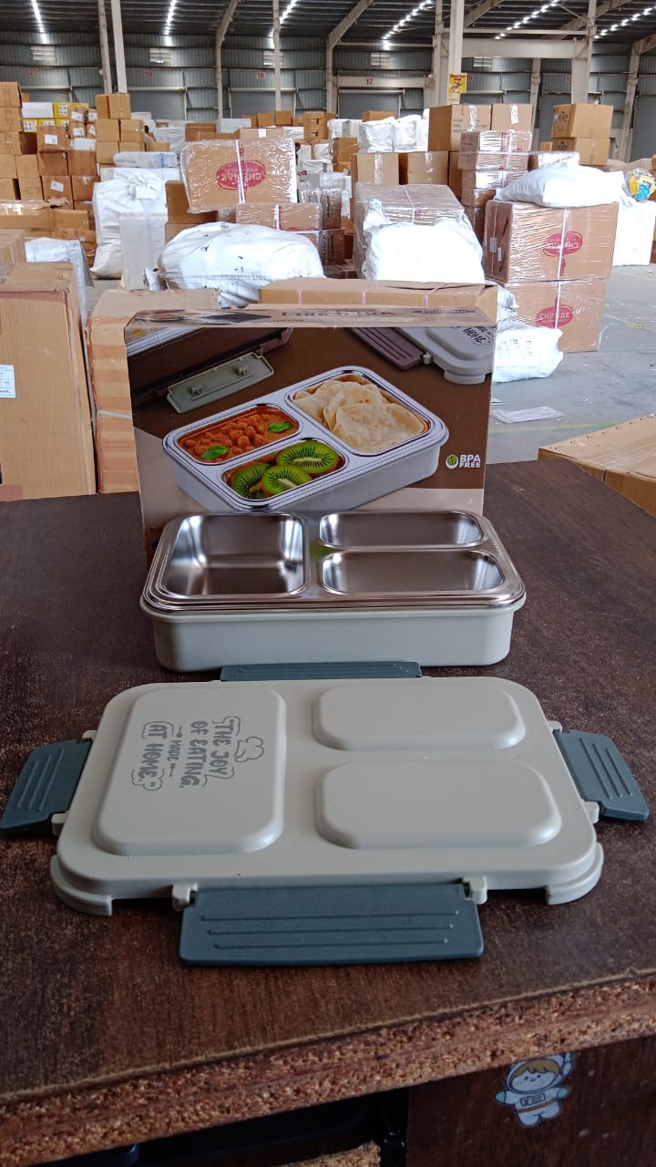 3-Compartment Stainless Steel Lunch Box (1 Pc) Signature kart