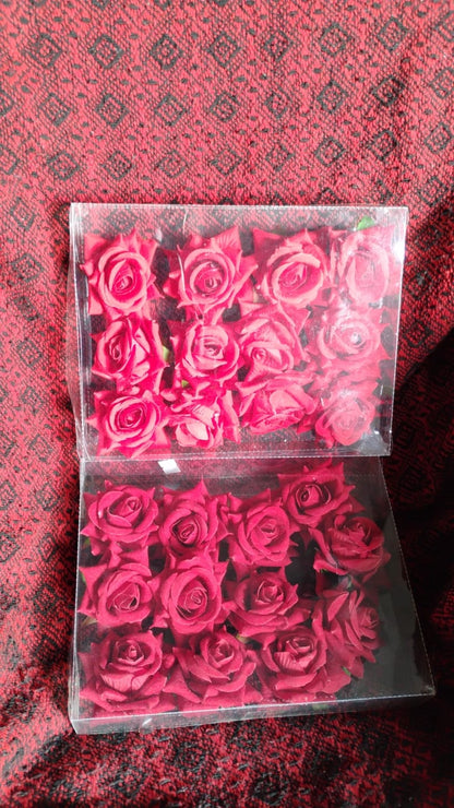 Flower Rose Hair Pin/Clip – Velvet Flower Design (12 Pcs Set, Red Color) Signaturekarts