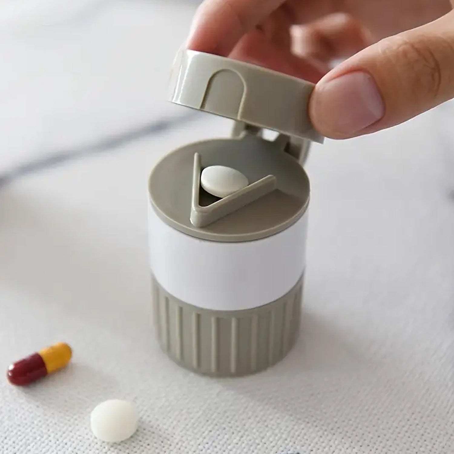 4-in-1 Medicine Cutter, Crusher, Storage Box for Pills Your Brand