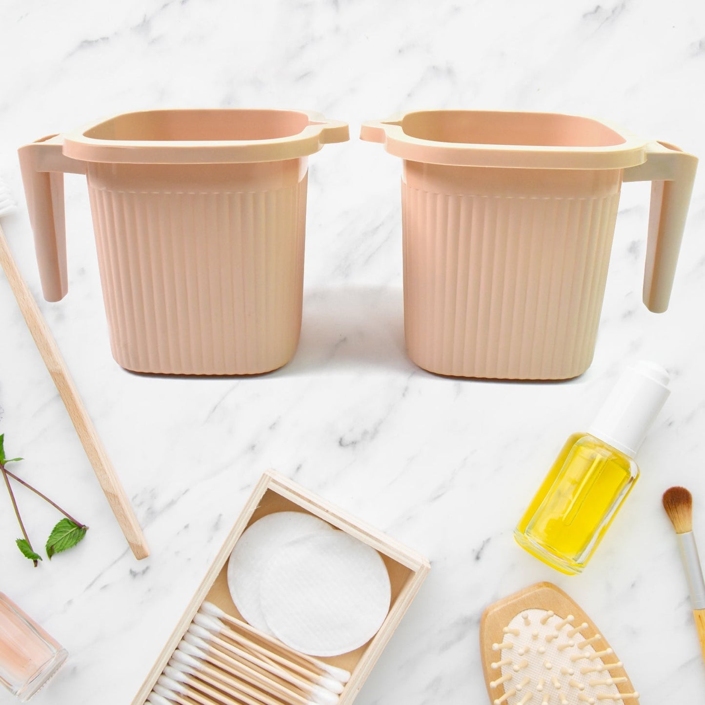 Plastic Square Bath Water Mug (4 Pc / 1000 ML / Mix Color) Signaturekarts