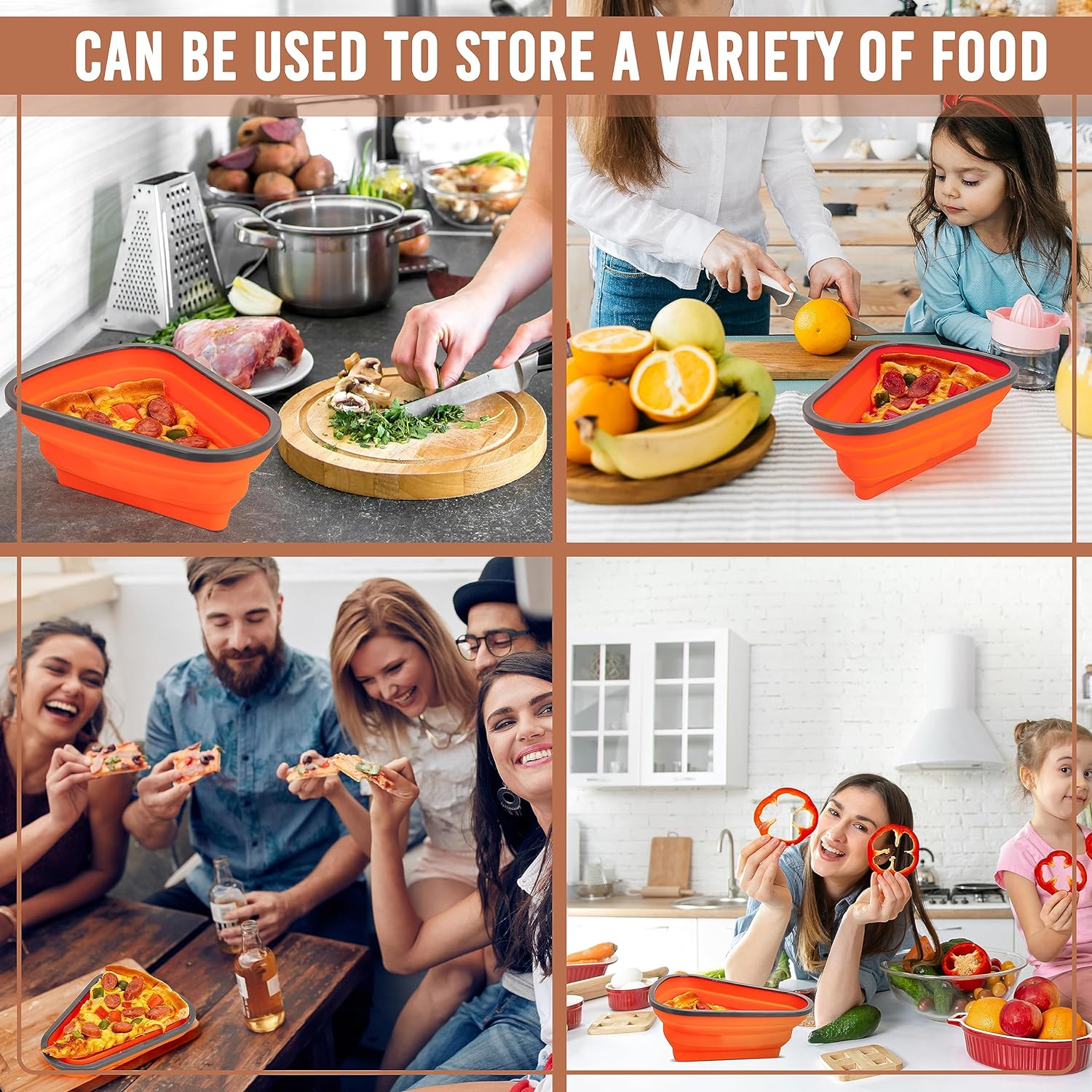 Reusable Expandable Pizza Storage Container with 5 Microwavable Trays Signaturekarts