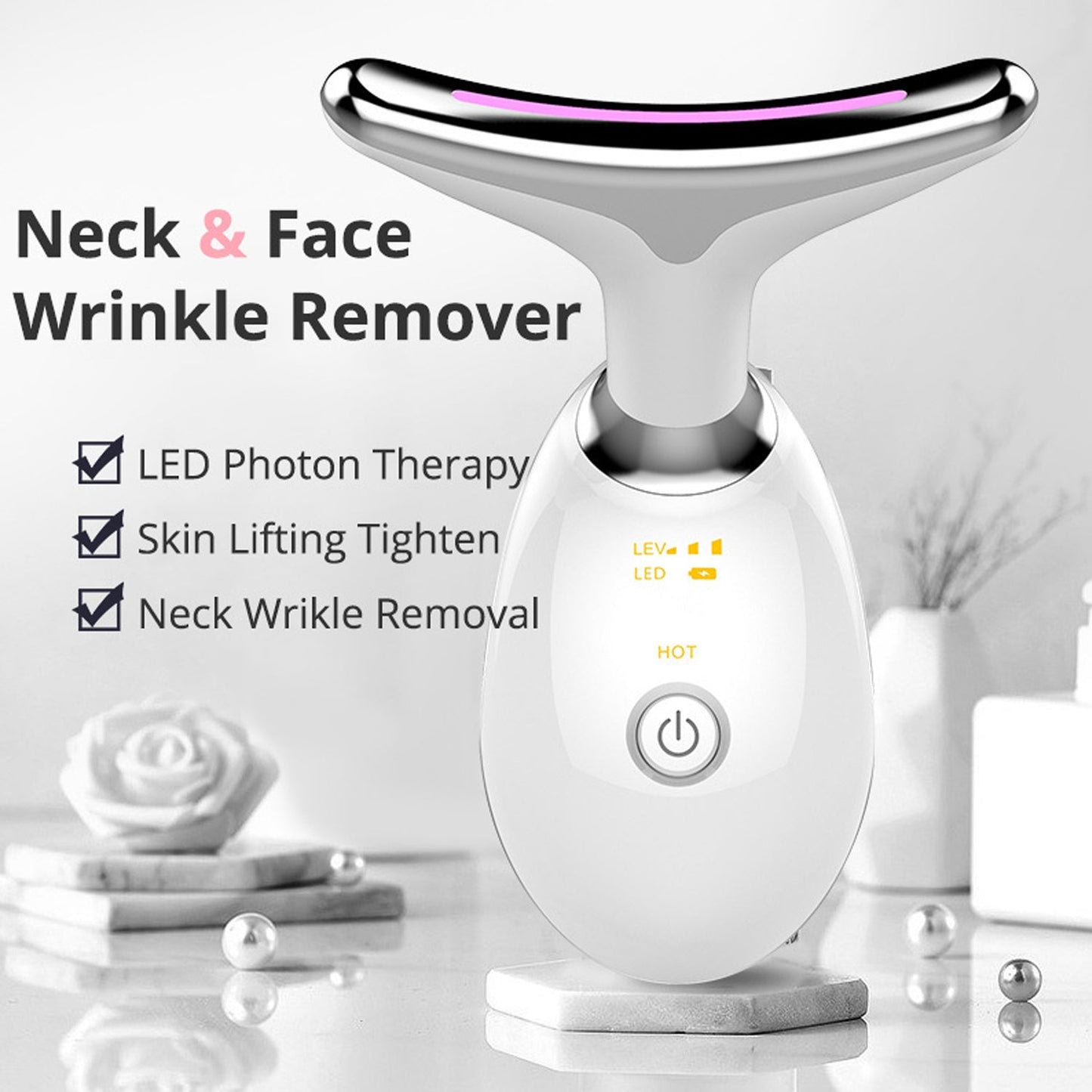 Electric Face Massager Wrinkle Remover LED Photon Face Beauty Device (1 Pc / Plastic) Signaturekarts