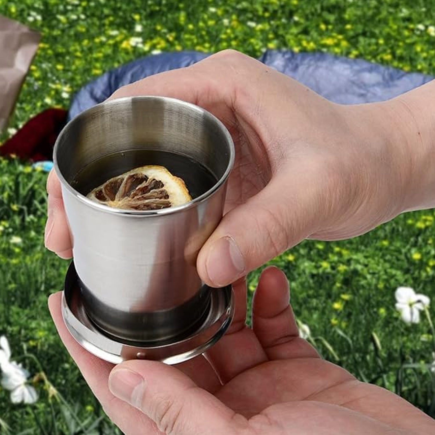 2 in 1 Camping Folding Cup with Keychain (1 Pc) Signaturekarts