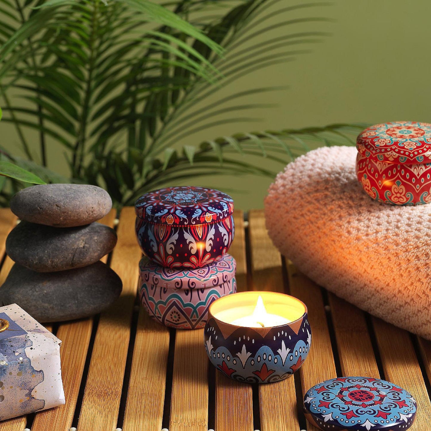 Premium Decorative Mandala Printed Metal Candle Container (4 Pc) The Morsignaturekarts