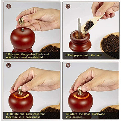 Wooden Pepper Mill 6 inch Tall - Best Pepper Grinder (1 Pc) Signaturekarts