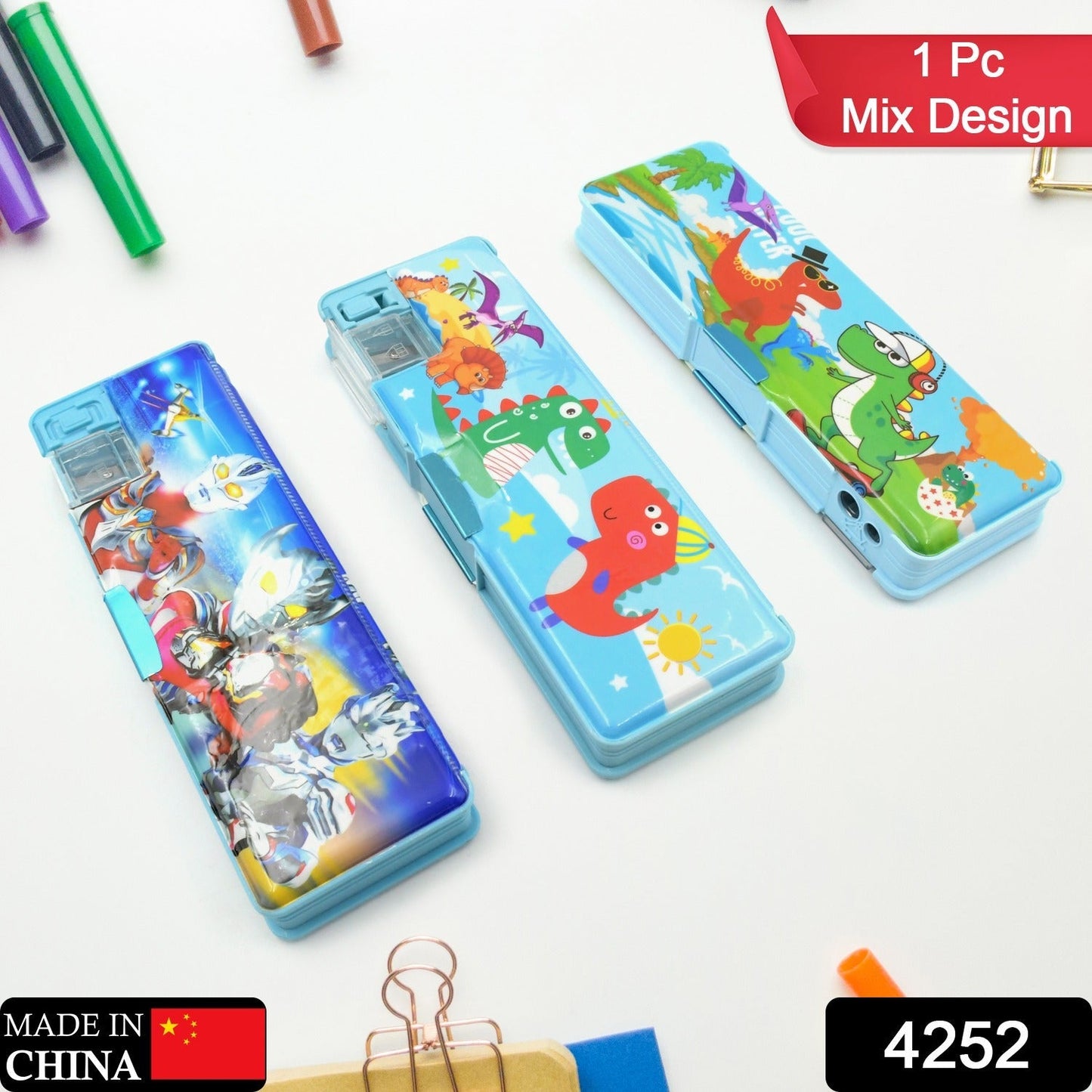 Plastic Multipurpose Compass Box (1 Pc, Mix Design) signaturekarts