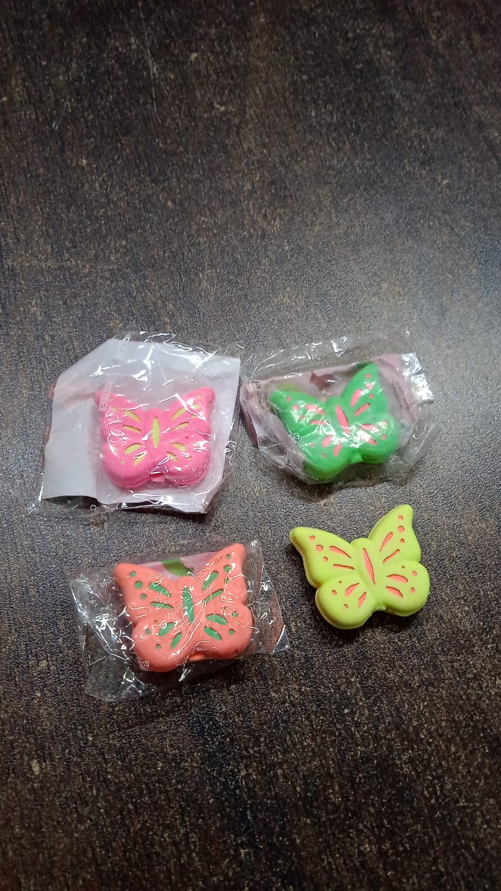 Butterfly Shape Eraser Rubber (1 Pc / Mix Colour & Design) Signaturekarts