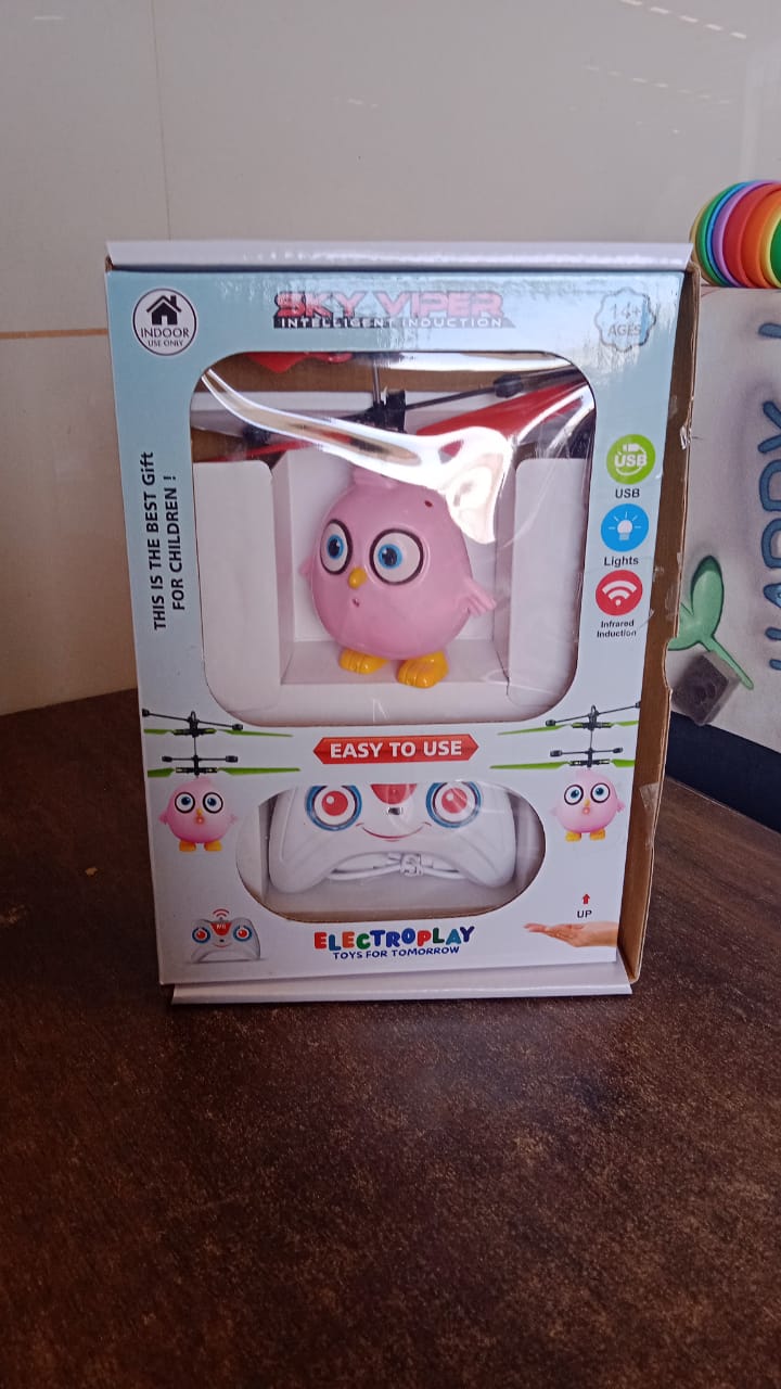 Electroplay Flying Bird RC Toy with LED & Remote Control – Pink Owl Design (1 Set) Signature kart