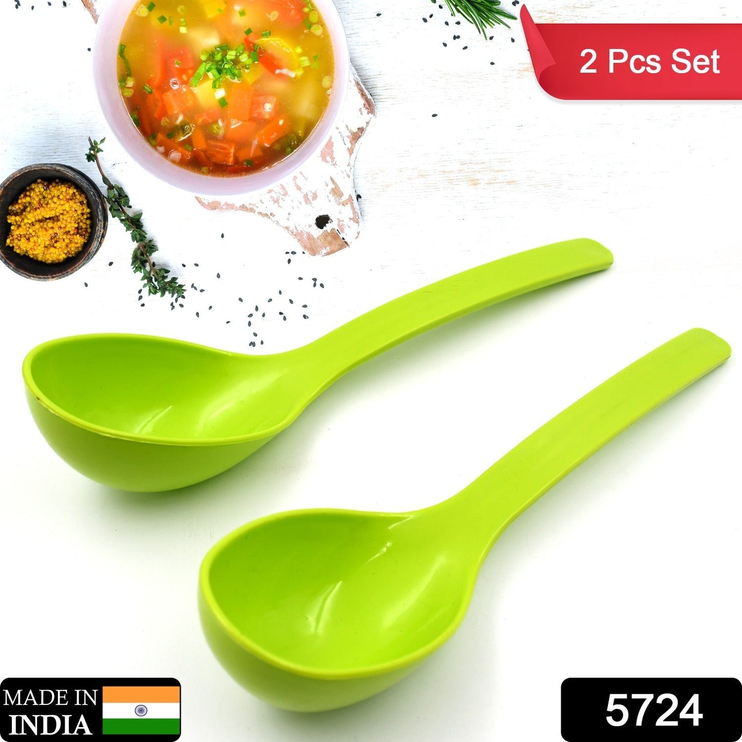 Plastic Kitchen Ladle for Frying, Curry & Serving Food (2 Pc Set) signaturekarts