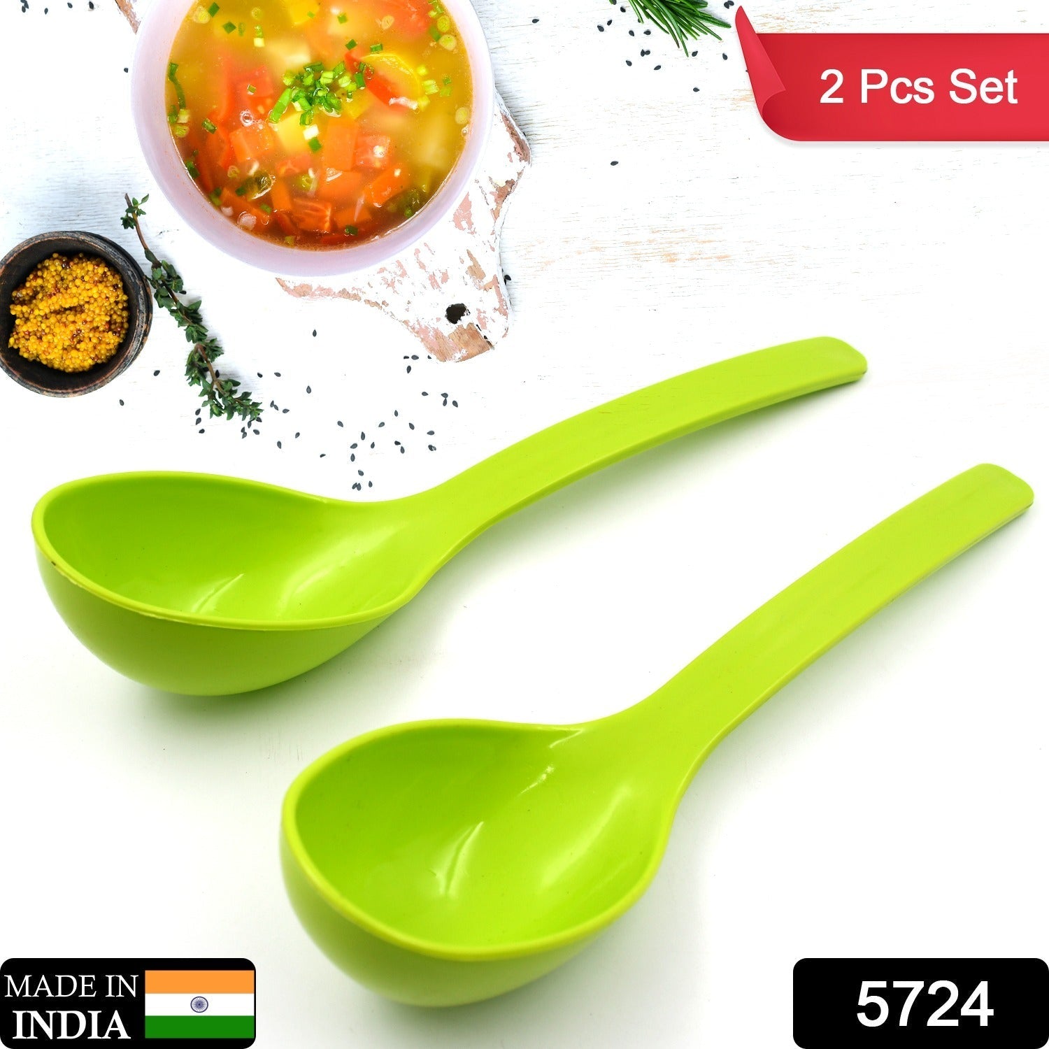 Plastic Kitchen Ladle for Frying, Curry & Serving Food (2 Pc Set) signaturekarts