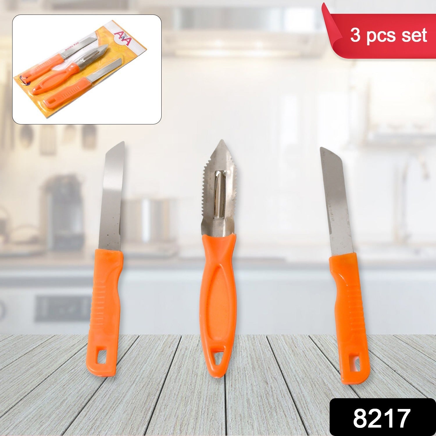 3in1 Multipurpose Stainless Steel Classic Kitchen Knife Set of 3 signaturekarts