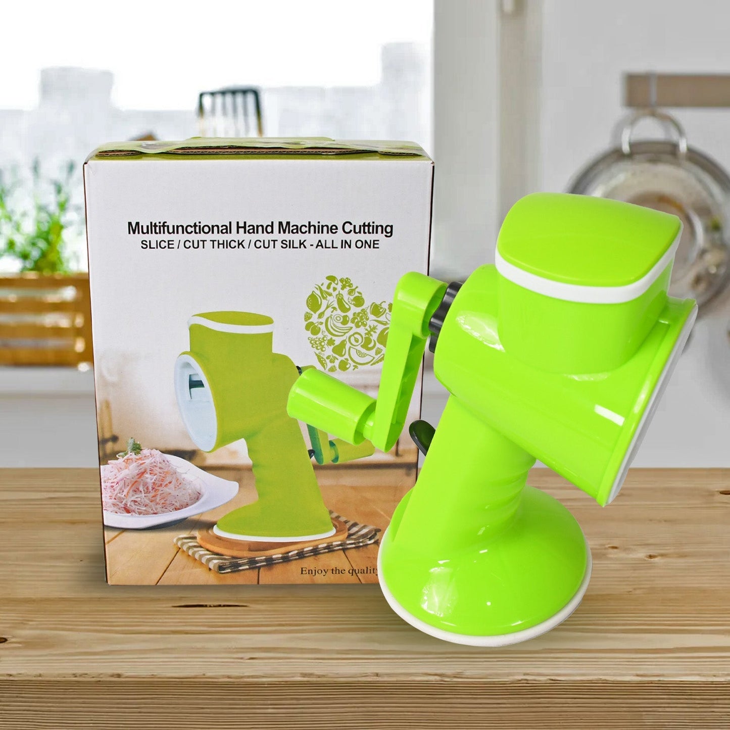 6 in 1 Multi functional Vegetable Cutter & Slicer Hand Machine Cutting, Slice, Cut Thick, Cut Silk All in one –Vegetable Chopper Cutter & Slicing Cutter Barrel - Vegetable Grater with 6 Removable Blades signaturekarts