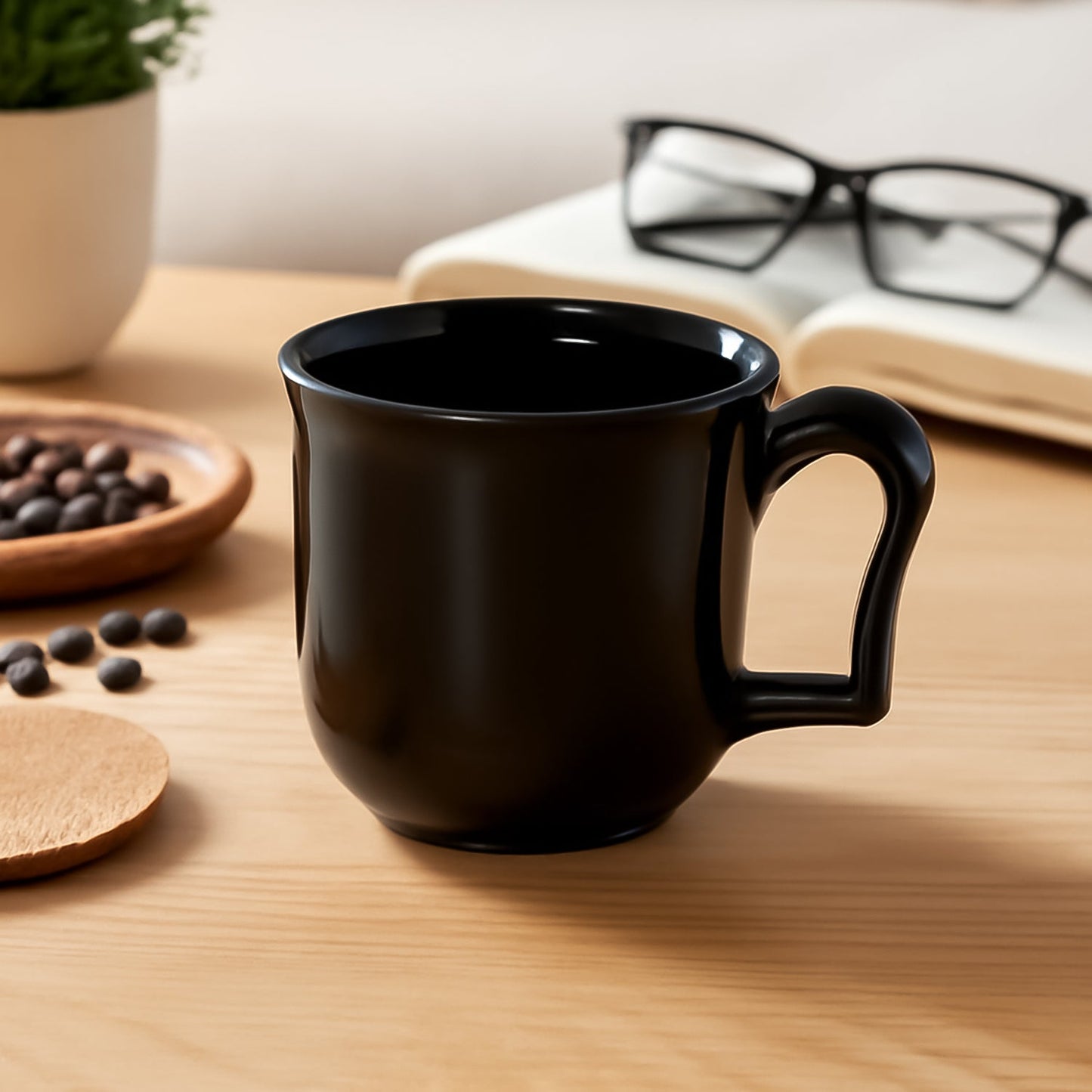Premium Plastic Coffee / Tea Cups / Mug with Handle(1 Pc / Loose / Black) Signaturekarts