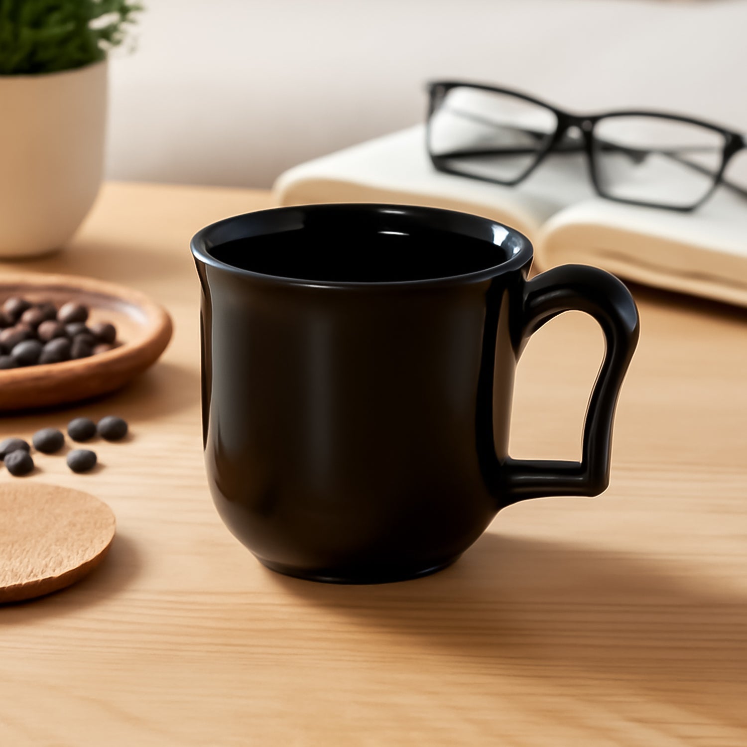 Premium Plastic Coffee / Tea Cups / Mug with Handle(1 Pc / Loose / Black) Signaturekarts