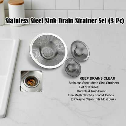 Stainless Steel Sink Drain Strainer Set (3 Pc) The Morsignaturekarts