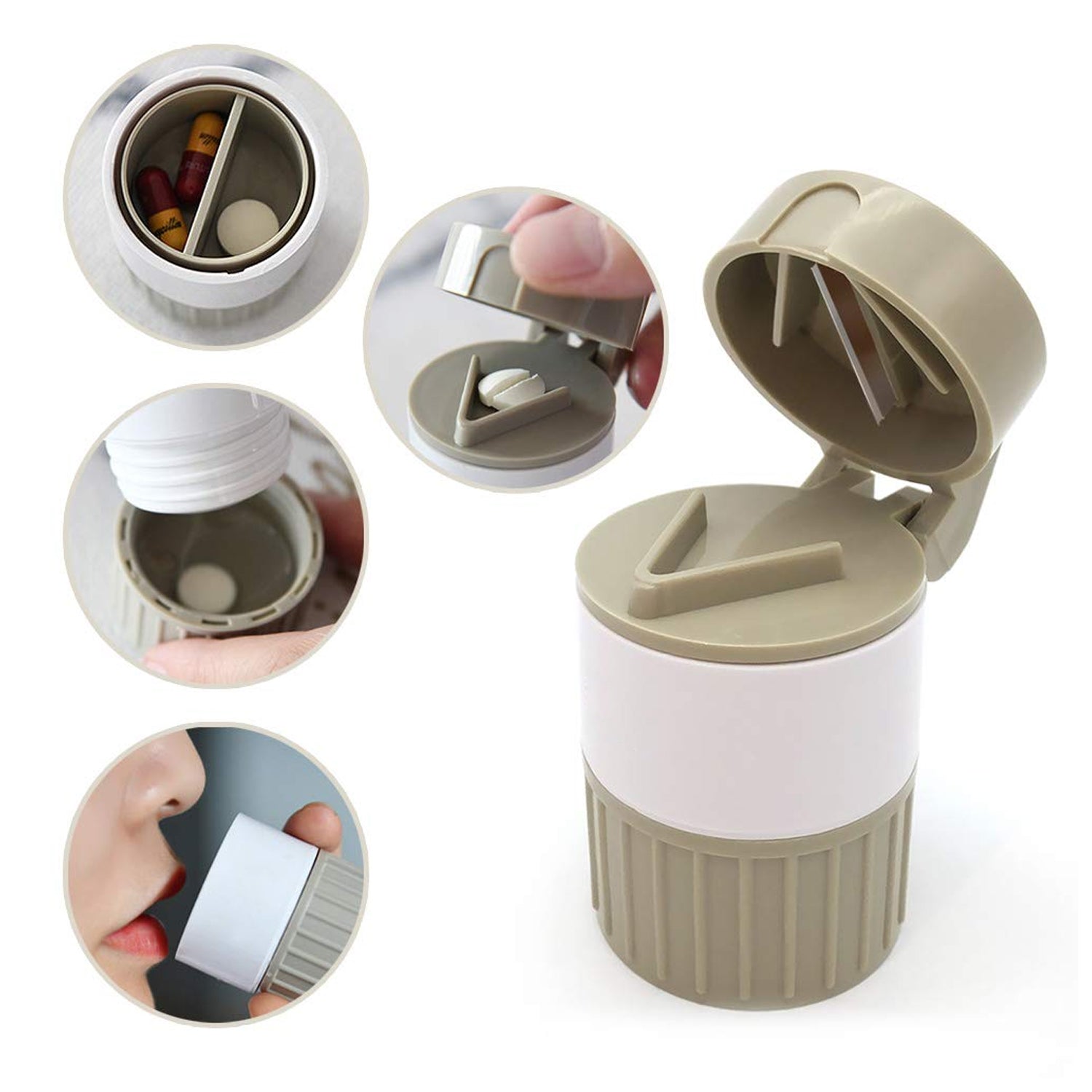 4-in-1 Medicine Cutter, Crusher, Storage Box for Pills Your Brand