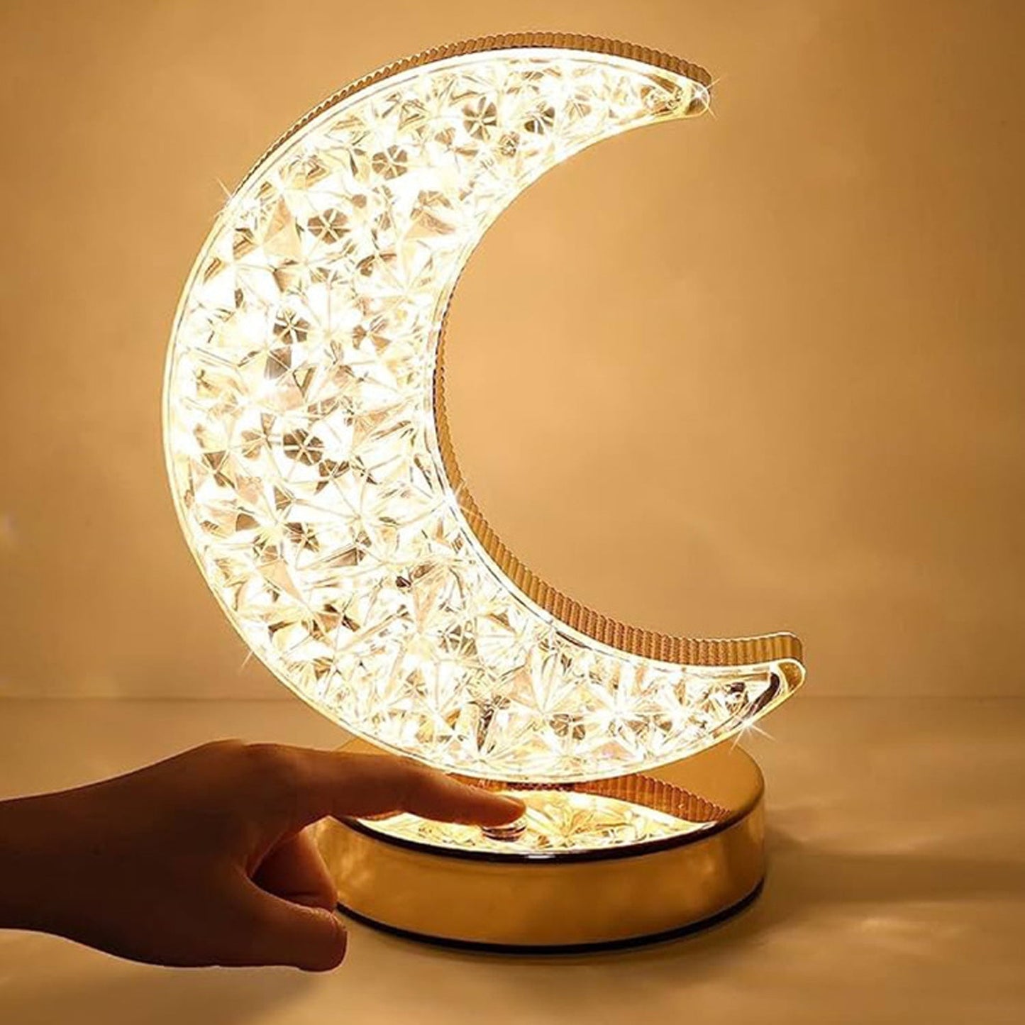 Moon Crystal Touch Table Lamp with 3 Color Dimmable USB Night Light signaturekarts