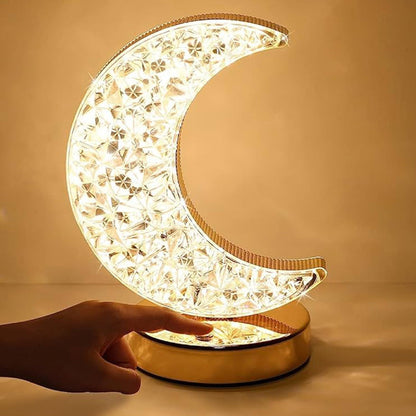Moon Crystal Touch Table Lamp with 3 Color Dimmable USB Night Light signaturekarts