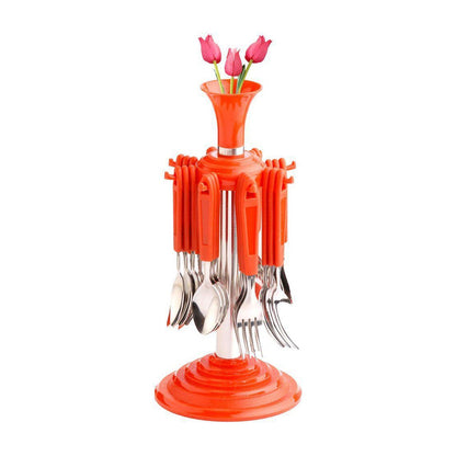 New Stylish 24 Pcs Plastic, Stainless Steel Cutlery Set (Pack of 24) Signature Kart