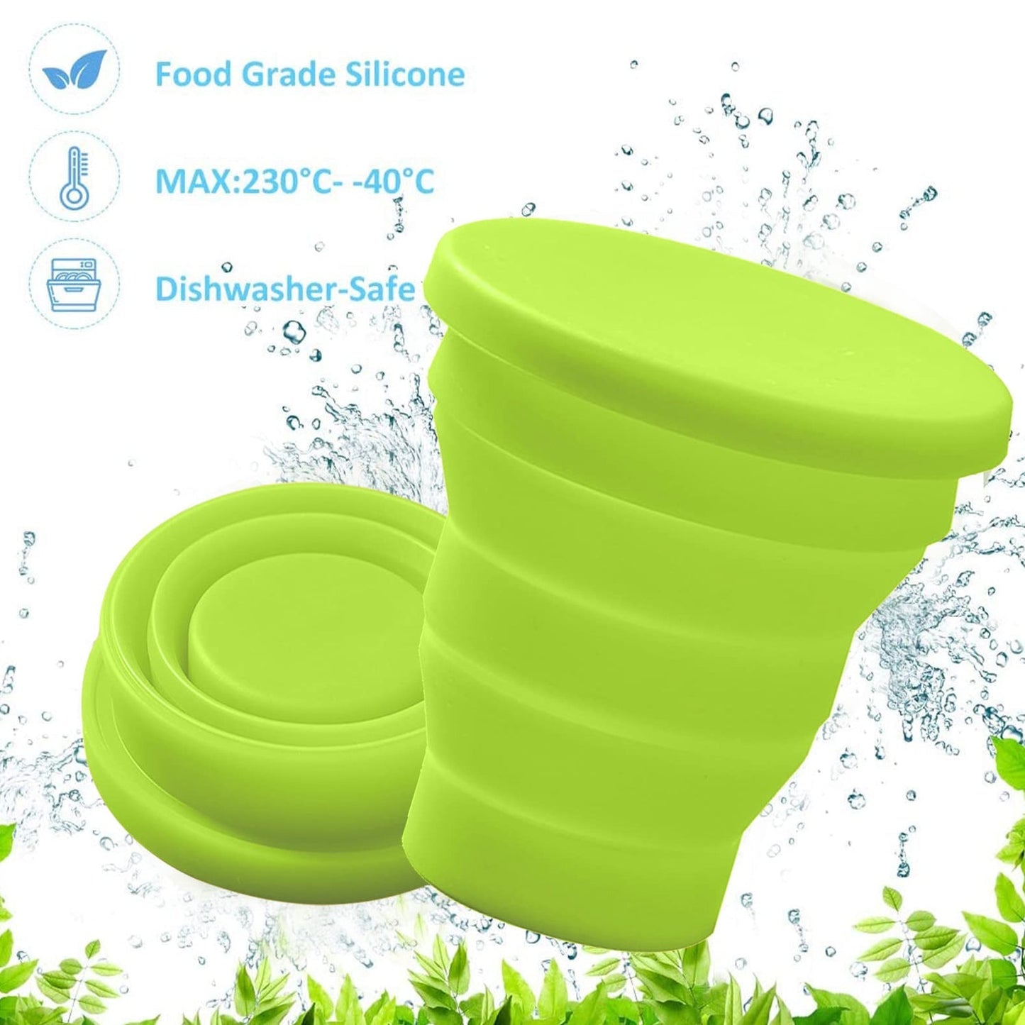 Round Silicone Foldable Glass / Cup, Foldable Travel Mug With Lid (1 Pc) Signaturekarts