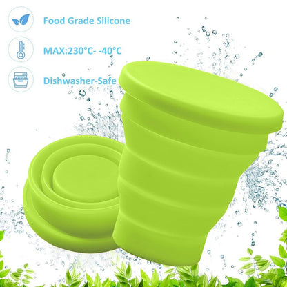 Round Silicone Foldable Glass / Cup, Foldable Travel Mug With Lid (1 Pc) Signaturekarts
