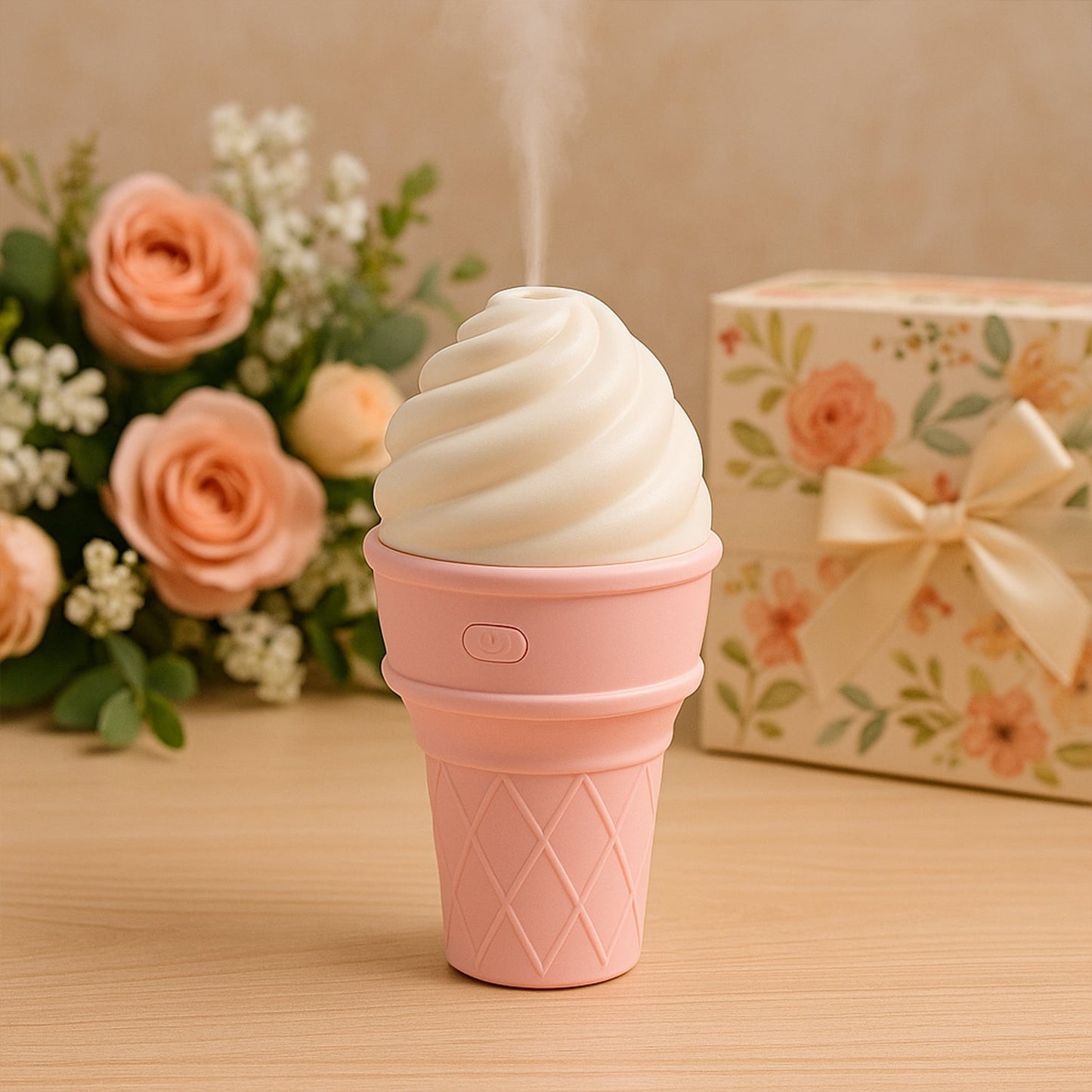 Ice Cream Cone Shape Air Freshener Humidifier (1Pc / Pink) Signature kart