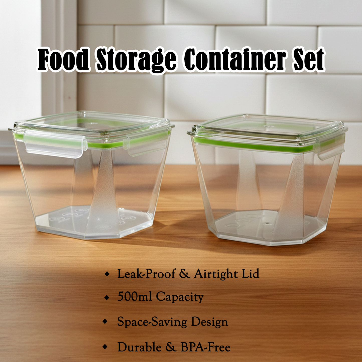 Food Storage Container Set with Leak-Proof Lid (500 ML / 2 Pc) The Morsignaturekarts