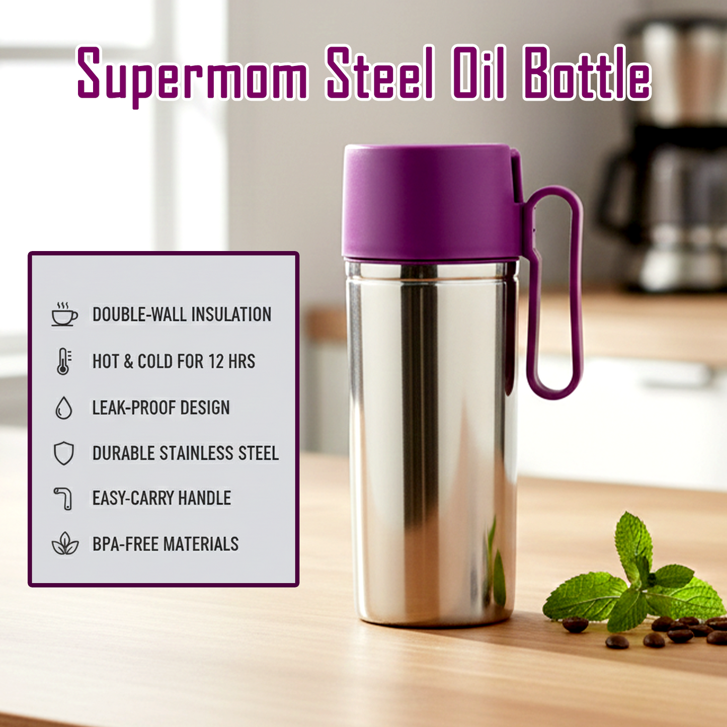 Supermom 750ml Approx. Stainless Steel Oil Pourer (1 Pc) The Morsignaturekarts