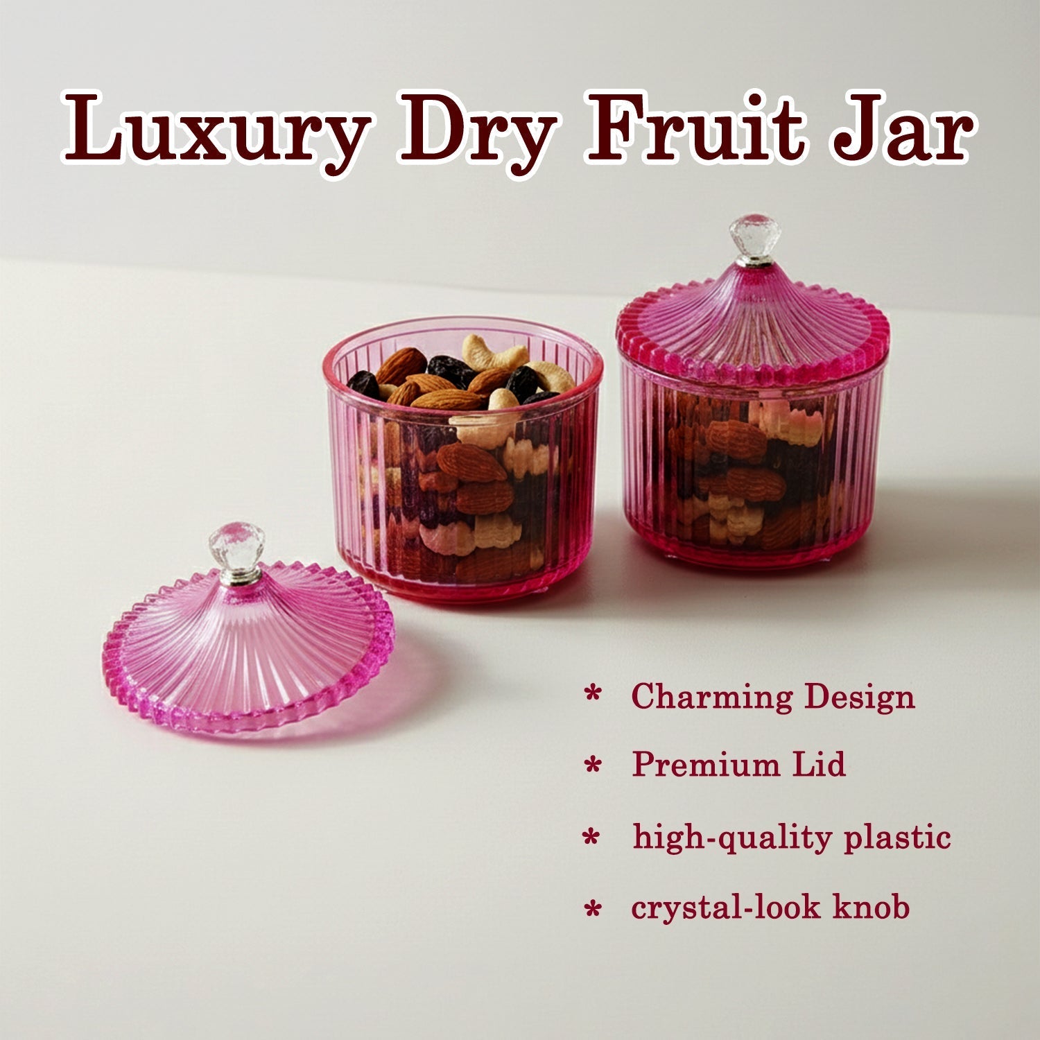 Plastic Luxury Transparent Dry Fruit Storage Jars  (2 Pc) The Morsignaturekarts