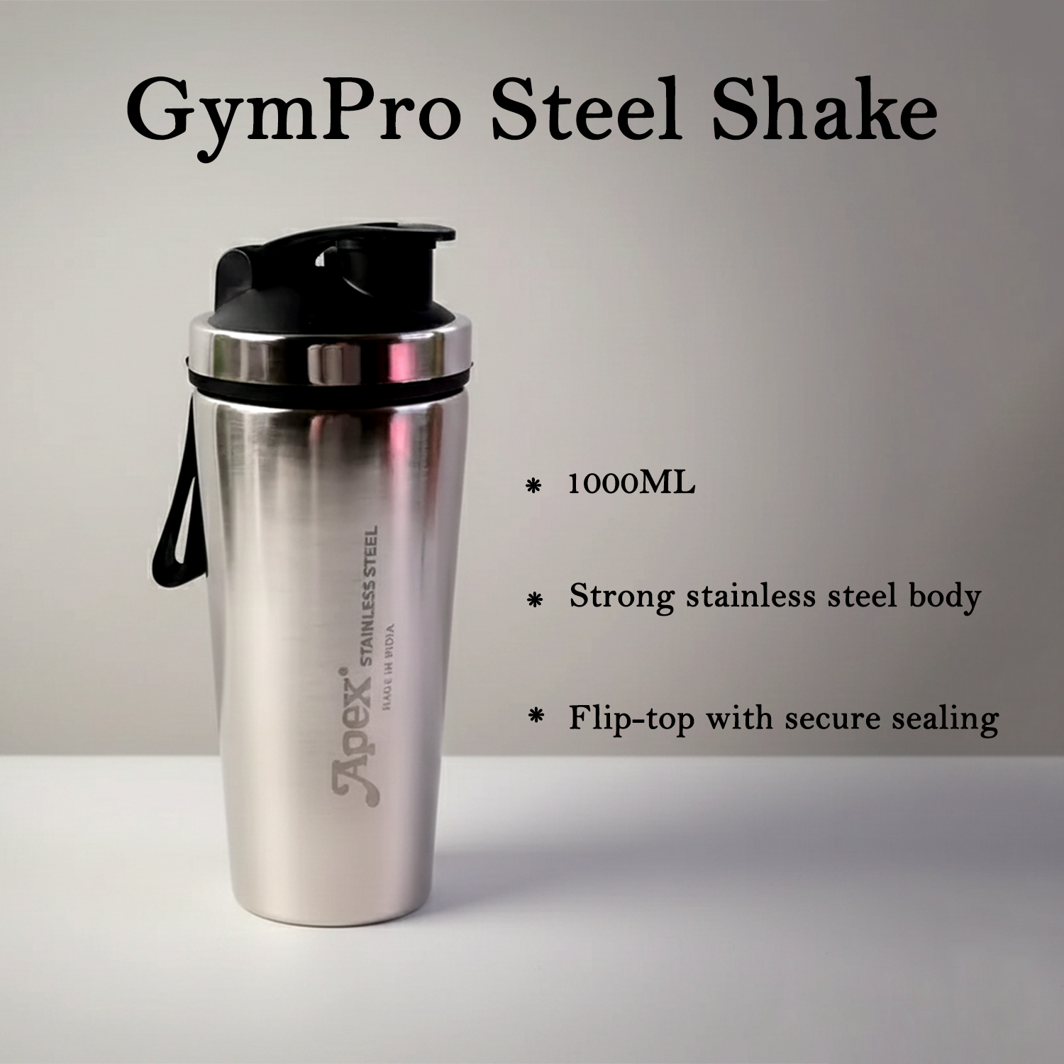 Apex Stainless Steel Gym Shaker Bottle and Spring (1000ML / 1 Pc) The Morsignaturekarts
