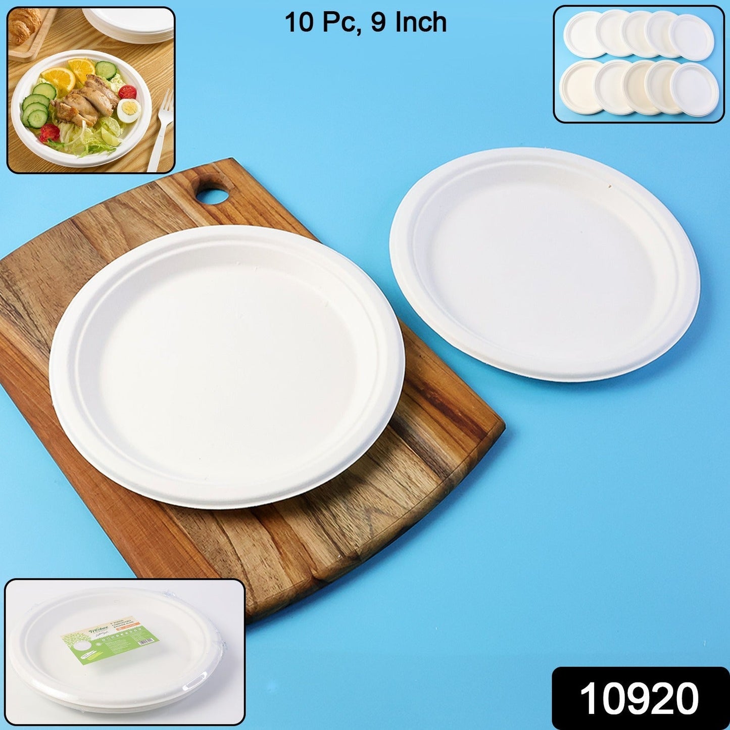 Freshee 9 Inch Compostable Bagasse Plate (10 Pc) signaturekarts
