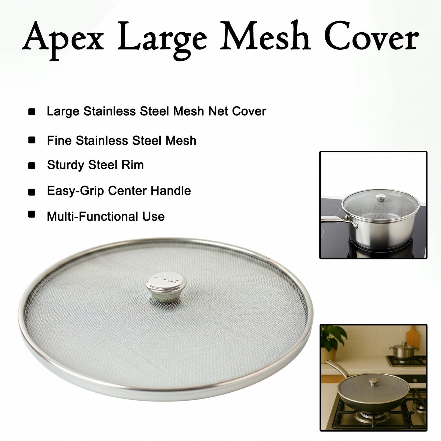Apex Large Stainless Steel Mesh Net Cover for Cooking (1 Pc) The Morsignaturekarts