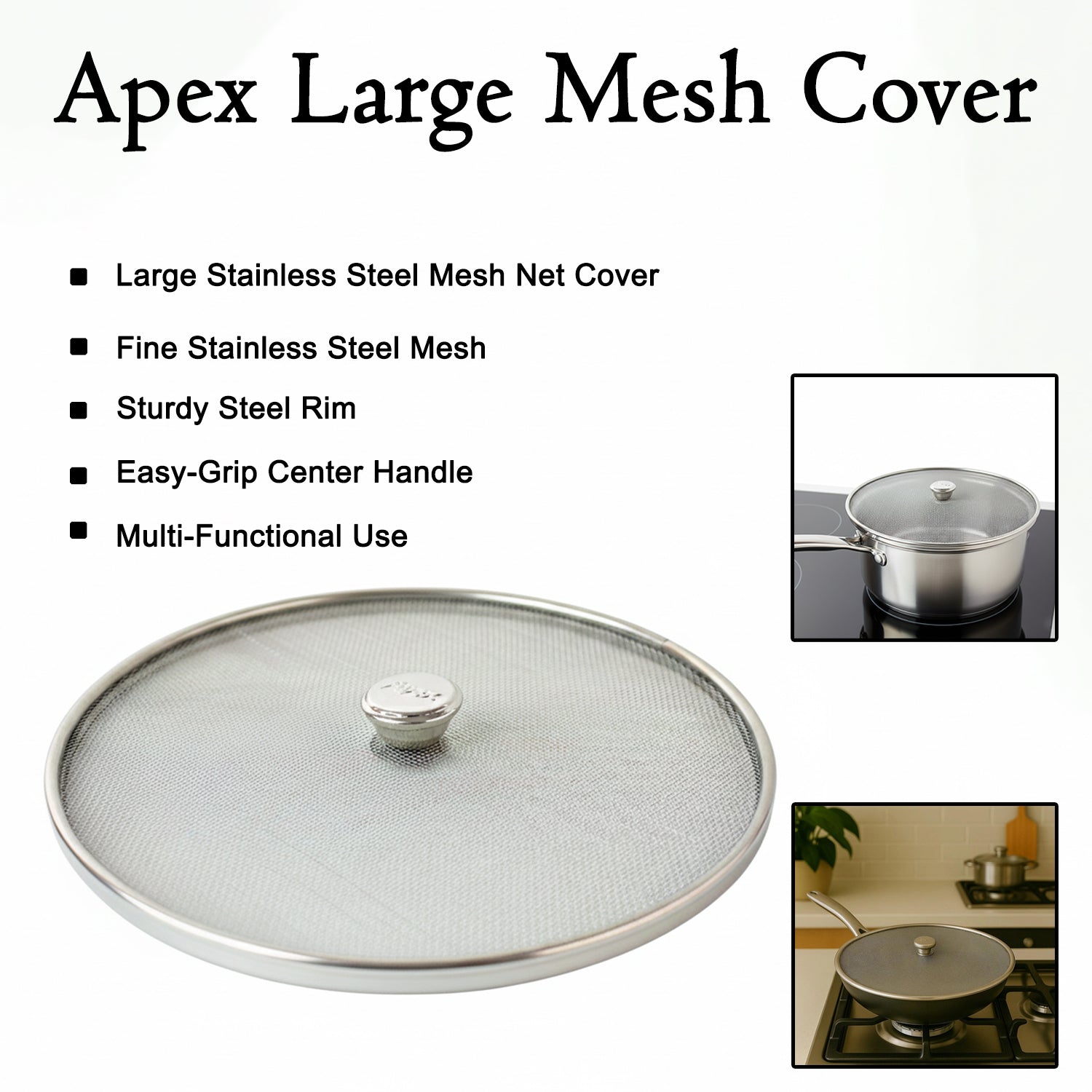 Apex Large Stainless Steel Mesh Net Cover for Cooking (1 Pc) The Morsignaturekarts