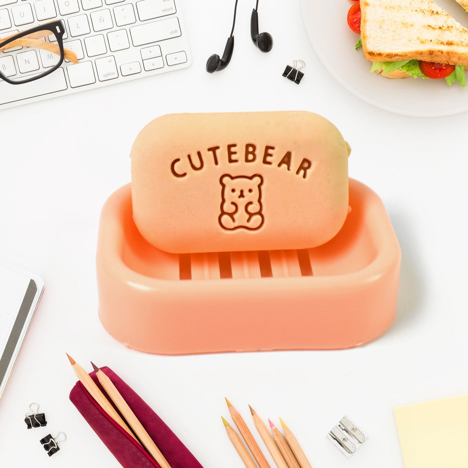 Cute Soap Shaped Erasers With Plastic Case (1 Pc / With Case) Signaturekarts
