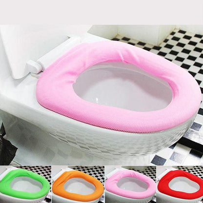Bathroom Soft Thicker Warmer Stretchable Washable Cloth Toilet Seat Cover (1pc) signaturekarts
