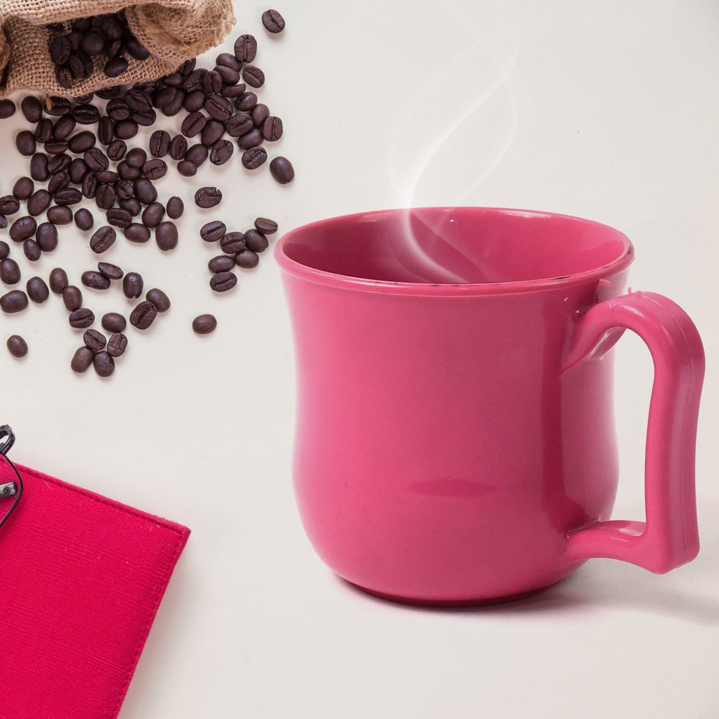 Premium Plastic Coffee / Tea Cups / Mug with Handle (1 Pc / Loose / Mix Color) Signaturekarts
