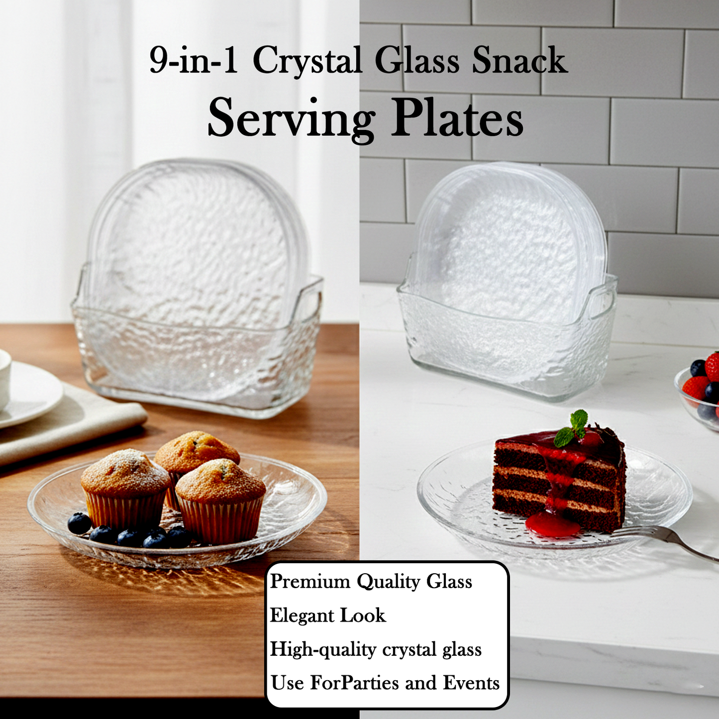 9-in-1 Crystal Glass Snack Serving Plates Set The Morsignaturekarts