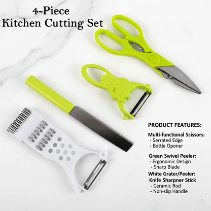 4-Piece Kitchen Cutting Set: Scissors, Peeler, Grater / Slicer, and Knife Signature kart
