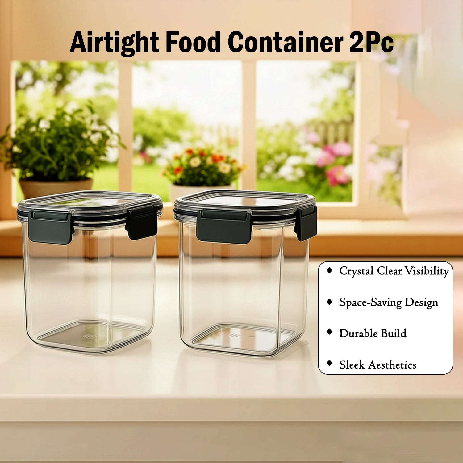 Apex Press N’ Lock Airtight Food Storage Container Set (2Pc/900ml) Approx signaturekarts
