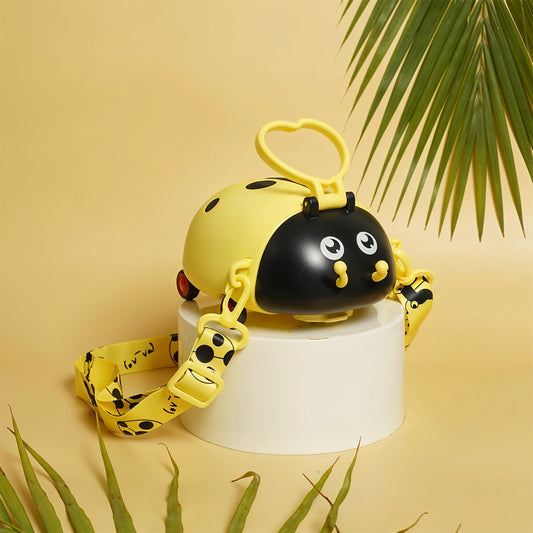 Cute Plastic Bug Shape Water Bottle with adjustable shoulder strap, 4 wheel &  Straw, portable drinking cup Water Bottle For Kids | Water Bottle | Return Gift For Kids | Water Bottle With Straw | School Kinds Water Bottle (1 Pc) signaturekarts