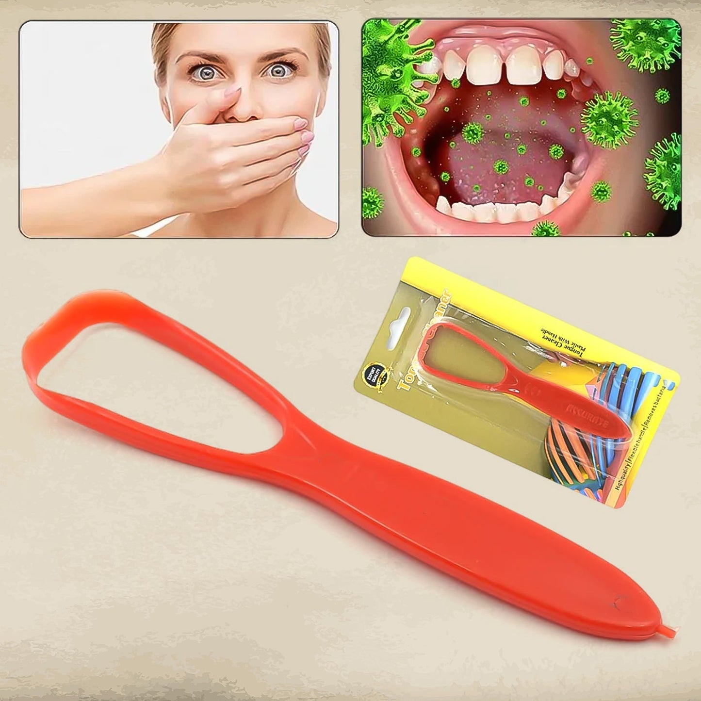 Plastic Tongue Cleaner For Kids & Adults | Tongue Scraper For Bad Breath, Maintain Oral Hygiene for Daily Use | for Fresh Breath & Bacteria Removal | Improved Taste Plastic With Handle Tongue Cleaner (1 Pc ) signaturekarts
