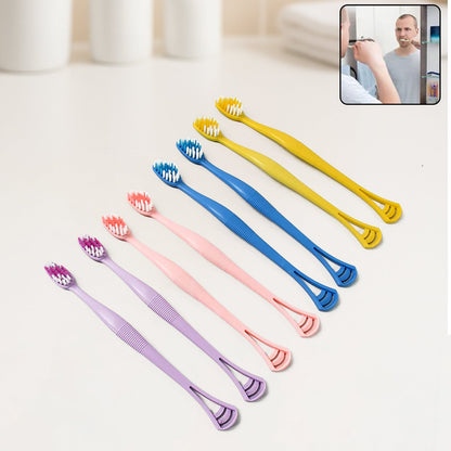 2-in-1 Tooth Brush Tongue Scraper, Soft Bristle & Long Handle (8Pcs) Soft Toothbrush signaturekarts