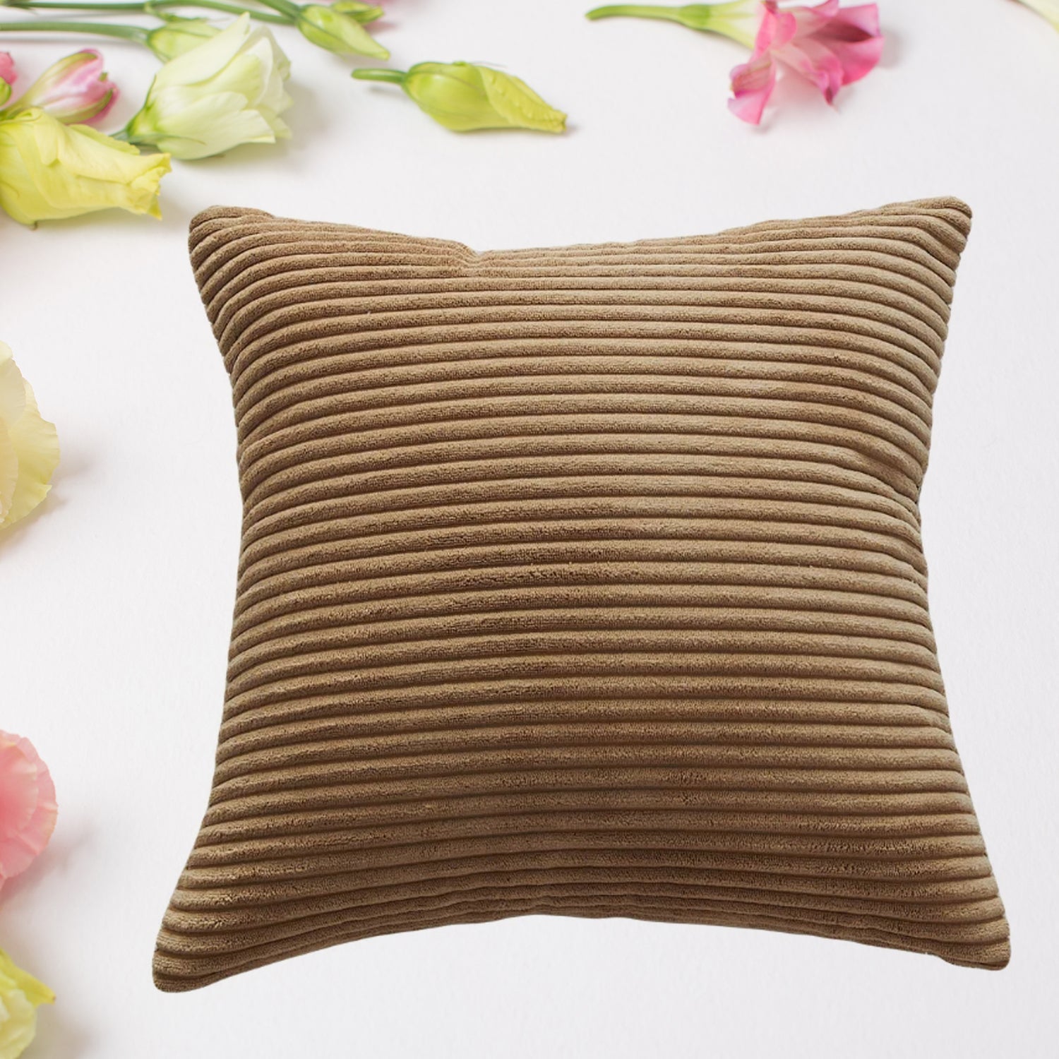 Soft Corduroy 16x16 Throw Pillow Cover Square Decorative Cushion Case (1 Pc) Signaturekarts