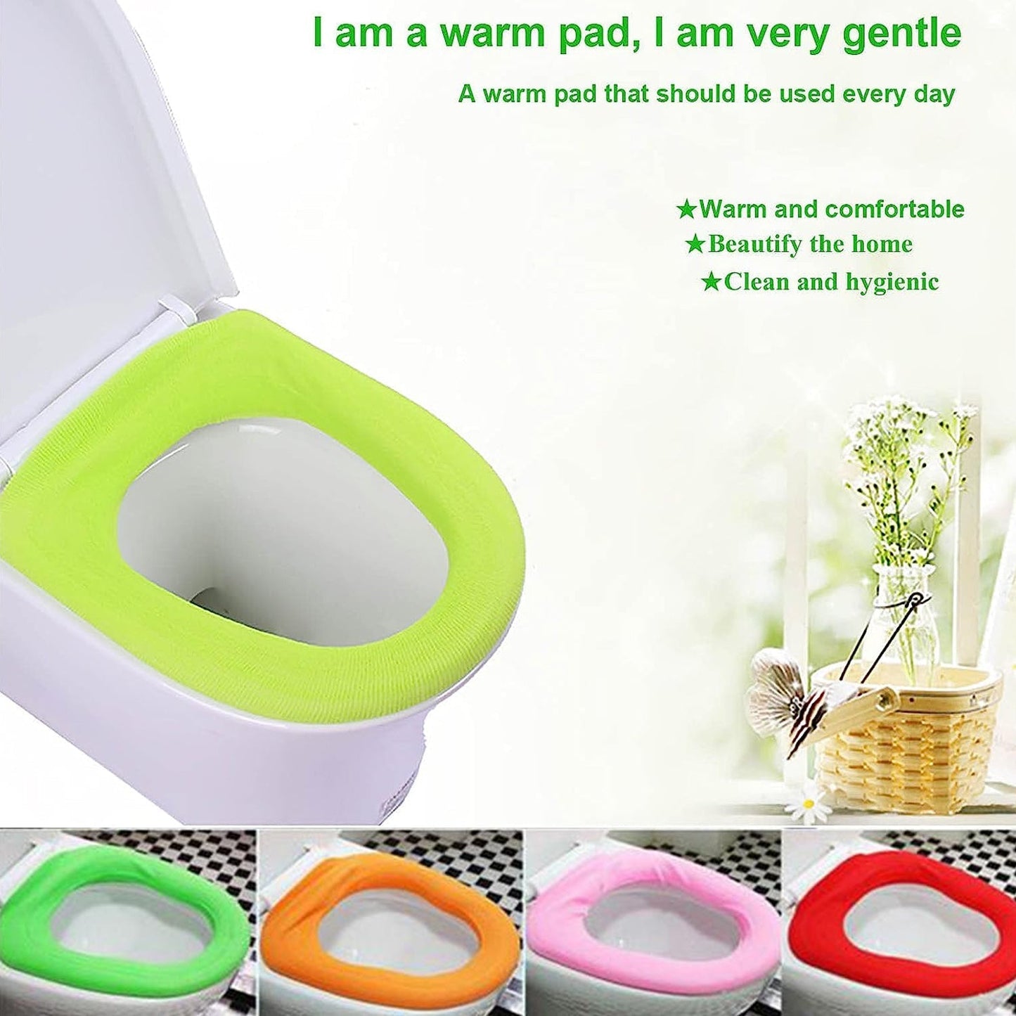 Bathroom Soft Thicker Warmer Stretchable Washable Cloth Toilet Seat Cover (1pc) signaturekarts