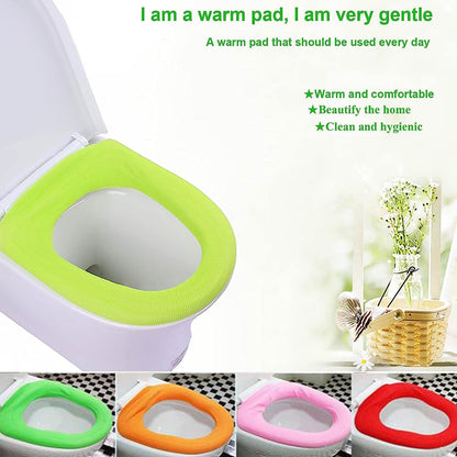 Bathroom Soft Thicker Warmer Stretchable Washable Cloth Toilet Seat Cover (1pc) signaturekarts